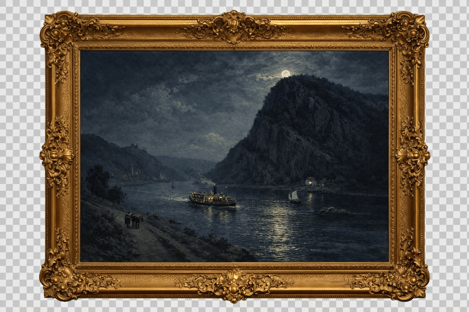 Ölgemälde Loreley – mystisch – mit Rahmen