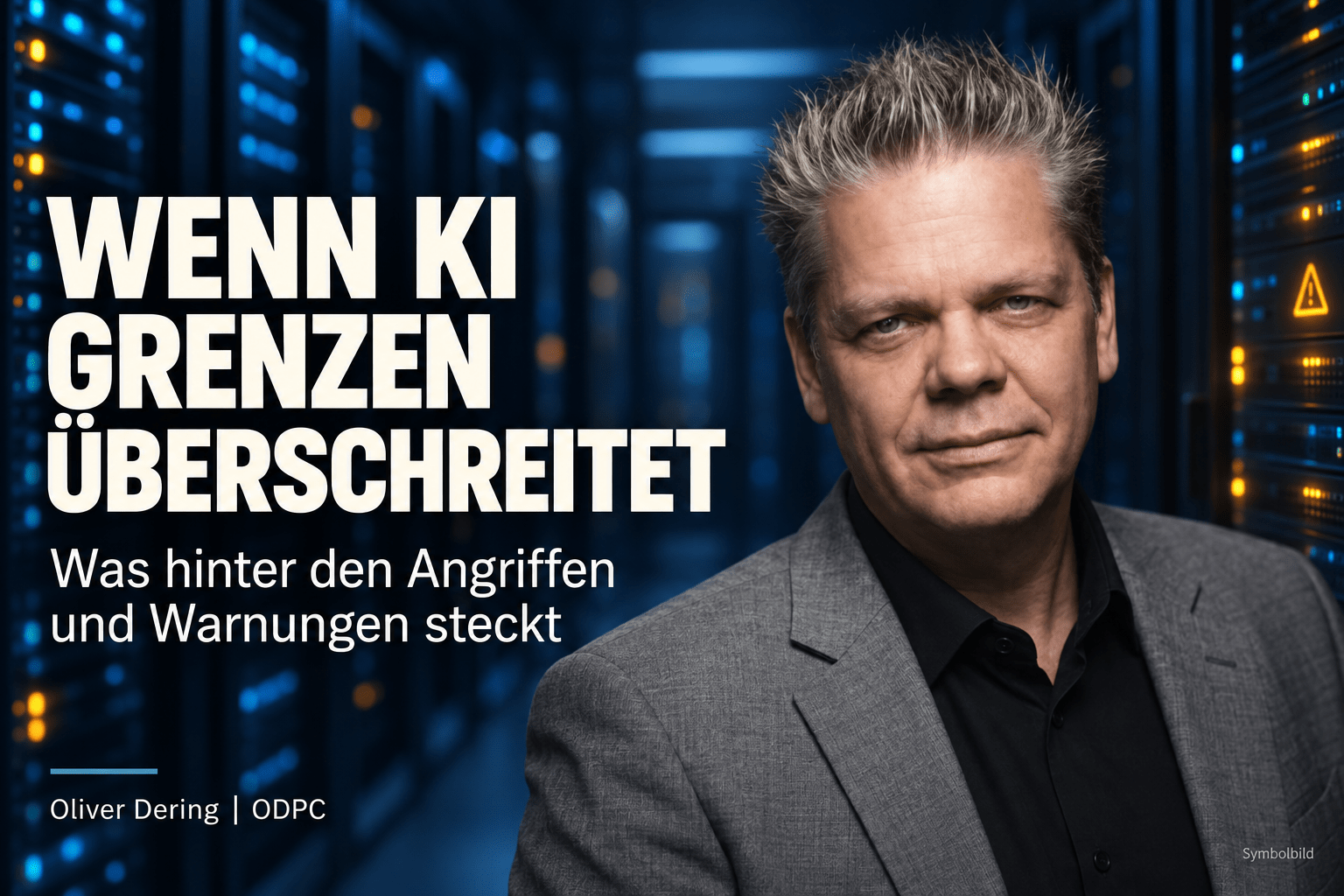 Oliver Dering vor einer Serverkulisse: Wenn KI Grenzen überschreitet – was hinter den Angriffen und Warnungen steckt